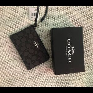Coach wristlet NWT: Black/black smoke